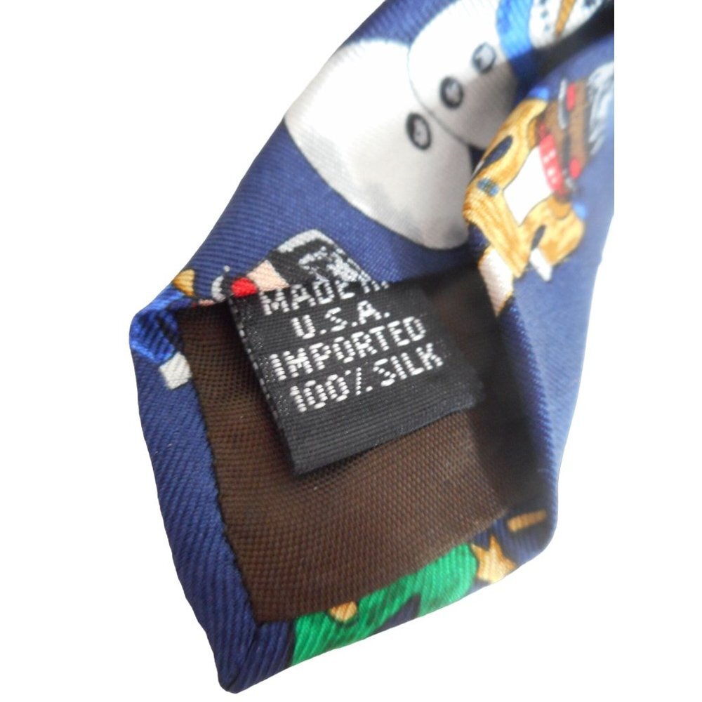 Silk Holiday Christmas Tie Blue snowman nutcracker Wreath X-mas Tree Candy Cane - Picture 3 of 5